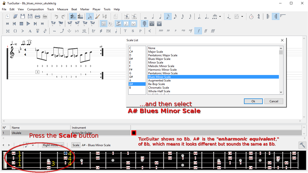 image, notation and tab for lesson